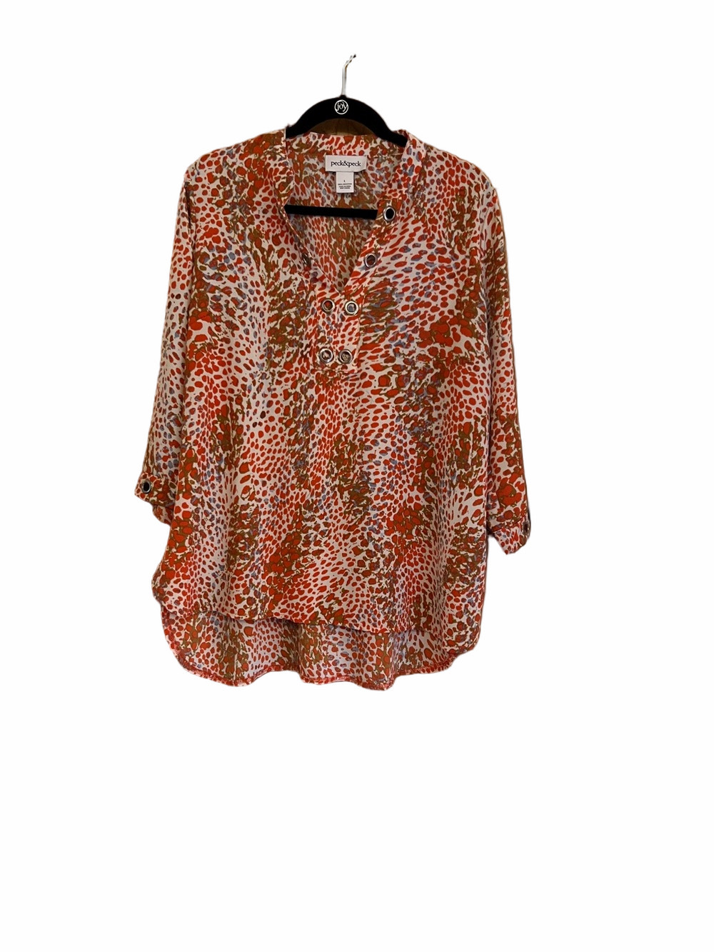 Peck & Peck Orange and White Printed Tunic Blouse